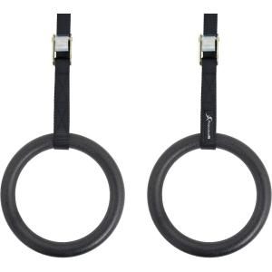 image:imageProsourceFit Fitness Gymnastics Rings with Straps for Total Body Conditioning at HomeBlack  Lexan