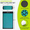 image:imageProsourceFit Acupressure Mat and Pillow Set for BackNeck Pain Relief and Muscle RelaxationBlackAqua