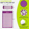 image:imageProsourceFit Acupressure Mat and Pillow Set for BackNeck Pain Relief and Muscle RelaxationPurpuleWhite