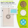image:imageProsourceFit Ki Acupressure Mat and Pillow Set with 100 Natural Linen for BackNeck Pain Relief and Muscle RelaxationNatural Aqua