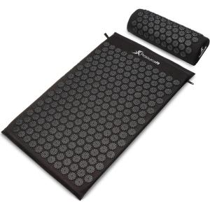 image:imageProsourceFit Acupressure Mat and Pillow Set for BackNeck Pain Relief and Muscle RelaxationBlackBlack