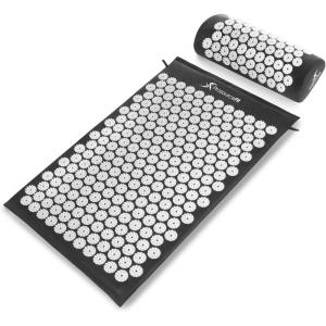 image:imageProsourceFit Acupressure Mat and Pillow Set for BackNeck Pain Relief and Muscle RelaxationBlackWhite