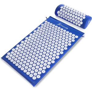 image:imageProsourceFit Acupressure Mat and Pillow Set for BackNeck Pain Relief and Muscle RelaxationBlueWhite