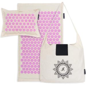 image:imageProsourceFit Ki Acupressure Mat and Pillow Set with 100 Natural Linen for BackNeck Pain Relief and Muscle RelaxationNatural Purpule