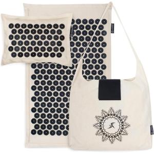 image:imageProsourceFit Ki Acupressure Mat and Pillow Set with 100 Natural Linen for BackNeck Pain Relief and Muscle RelaxationOnyx Gold