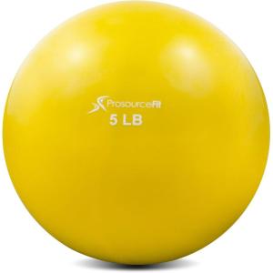 image:imageProsourceFit Weighted Toning Exercise Balls for Pilates Yoga Strength Training and Physical Therapy 2 lb to 8 lb Color CodedYellow 5lb