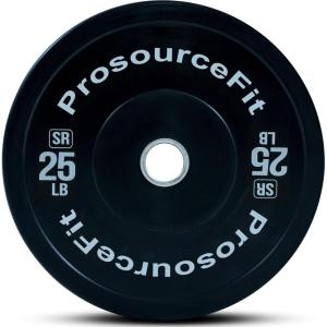 image:imageProsourceFit Solid Rubber Bumper Plates Sold Individually with Steel Insert for Strength Training and Cross Conditioning Power Lifting25 LB