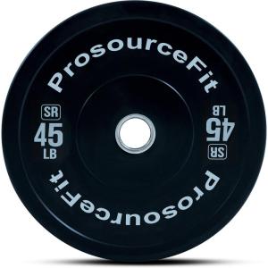 image:imageProsourceFit Solid Rubber Bumper Plates Sold Individually with Steel Insert for Strength Training and Cross Conditioning Power Lifting45 LB