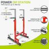 image:imageProsourceFit Dip Stand Station Heavy Duty Ultimate Body Press Bar with Safety Connector for Tricep DipsRed