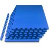 image:imageProsourceFit Exercise Puzzle Mat 1inch Checkered EVA Foam Floor Tiles wNonSlip Texture Interlocking Design for Adjustable Gym Surfaces Shock Absorbing Grey 24 SQ FT  6 TilesBlue