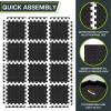 image:imageProsourceFit Exercise Puzzle Mat 1inch Checkered EVA Foam Floor Tiles wNonSlip Texture Interlocking Design for Adjustable Gym Surfaces Shock Absorbing Grey 24 SQ FT  6 TilesBlack