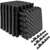image:imageProsourceFit Exercise Puzzle Mat 1inch Checkered EVA Foam Floor Tiles wNonSlip Texture Interlocking Design for Adjustable Gym Surfaces Shock Absorbing Grey 24 SQ FT  6 TilesBlack