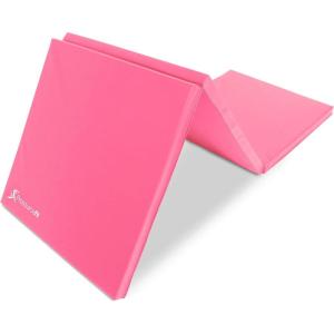 image:imageProSource TriFold Folding Thick Exercise Mat 6x2 with Carrying Handles for MMA Gymnastics Stretching Core WorkoutsPink