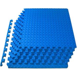 image:imageProsourceFit Exercise Puzzle Mat inch EVA Interlocking Foam Floor Tiles for Home Gym Workout Equipment Kids Play Areas Grey 24 SQ FT  6 TilesBlue