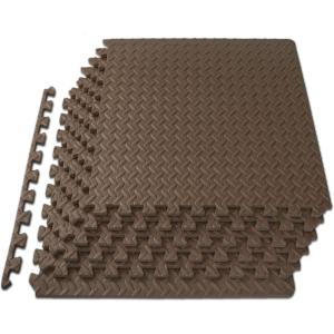 image:imageProsourceFit Exercise Puzzle Mat inch EVA Interlocking Foam Floor Tiles for Home Gym Workout Equipment Kids Play Areas Grey 24 SQ FT  6 TilesBrown