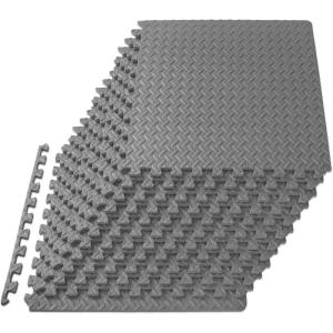 image:imageProsourceFit Exercise Puzzle Mat inch EVA Interlocking Foam Floor Tiles for Home Gym Workout Equipment Kids Play Areas Grey 24 SQ FT  6 TilesGrey