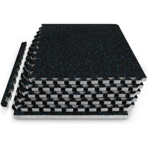 image:imageProsourceFit Rubber Top Exercise Puzzle Mat inch EVA Foam Protective Interlocking Tiles for Home Gym Equipment and Workouts Blue 24 SQ FT 6 TilesBlue  34 Inch  24 Sq Ft  6 Tiles