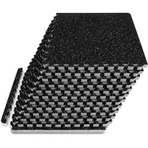 image:imageProsourceFit Rubber Top Exercise Puzzle Mat inch EVA Foam Protective Interlocking Tiles for Home Gym Equipment and Workouts Blue 24 SQ FT 6 TilesGrey  34 Inch  48 Sq Ft  12 Tiles