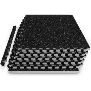 image:imageProsourceFit Rubber Top Exercise Puzzle Mat inch EVA Foam Protective Interlocking Tiles for Home Gym Equipment and Workouts Blue 24 SQ FT 6 TilesGrey  34 Inch  24 Sq Ft  6 Tiles