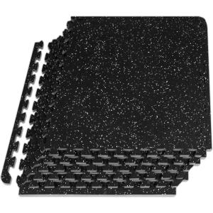image:imageProsourceFit Rubber Top Exercise Puzzle Mat inch EVA Foam Protective Interlocking Tiles for Home Gym Equipment and Workouts Blue 48 SQ FT 12 TilesGrey