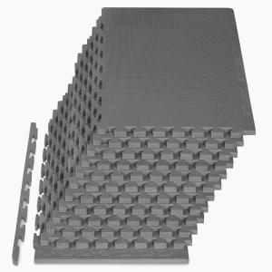 image:imageProsourceFit Weaved Pattern Extra Thick Exercise Puzzle Mat 1inch EVA Foam Interlocking Tiles for Protective Cushioned Flooring for Home and Gym Equipment Blue 72 SQ FT 18 TilesGrey