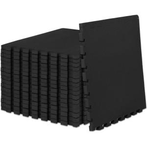 image:imageProsourceFit Weaved Pattern Extra Thick Exercise Puzzle Mat 1inch EVA Foam Interlocking Tiles for Protective Cushioned Flooring for Home and Gym Equipment Black 72 SQ FT 18 Tiles