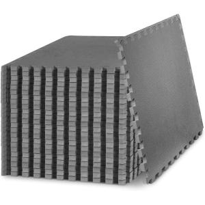 image:imageProsourceFit Weaved Pattern Extra Thick Exercise Puzzle Mat inch EVA Foam Interlocking Tiles for Protective Cushioned Flooring for Home and Gym Equipment Grey 96 SQ FT 24 Tiles