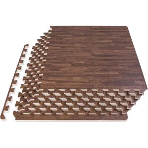image:imageProsourceFit Wood Grain Puzzle Mat inch 6 EVA Foam Interlocking Floor Tiles 24 Sq Ft for Secure Indoor Room Workout Flooring and PlaymatDark Oak  24 Sq Ft  6 Tiles