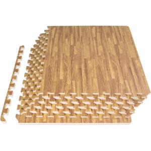 image:imageProsourceFit Wood Grain Puzzle Mat inch 6 EVA Foam Interlocking Floor Tiles 24 Sq Ft for Secure Indoor Room Workout Flooring and PlaymatLight Oak  24 Sq Ft  6 Tiles
