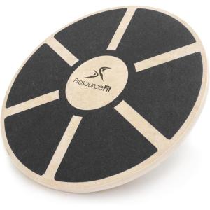 image:imageProsourceFit Wooden Balance Board NonSlip Wobble Core Trainer 1575in 395cm Diameter with 360 Rotation for Stability Training Full Body Exercises Physical TherapyBlack