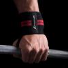image:imageProsourceFit Pair of Barbell Weight Lifting Wrist Wraps Support with Thumb Loop YellowRed