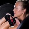 image:imageProsourceFit Pair of Barbell Weight Lifting Wrist Wraps Support with Thumb Loop YellowRed