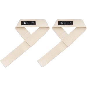 image:imageProsourceFit Pair of Weight Lifting Straps for Men and Women Adjustable Cotton Straps for Improved GripBeige