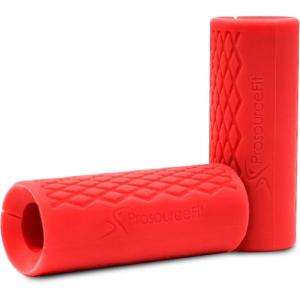 image:imageProsourceFit Thick Grips for Dumbbell and Barbell 19in Axle Bar Adapter for Weightlifting and Strength Training RedRed